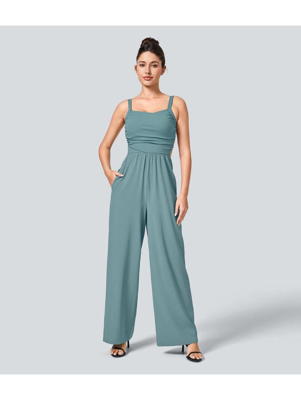 NWT Halara Breezeful™ Lace Up Pocket Quick Dry Casual Jumpsuit Size XL